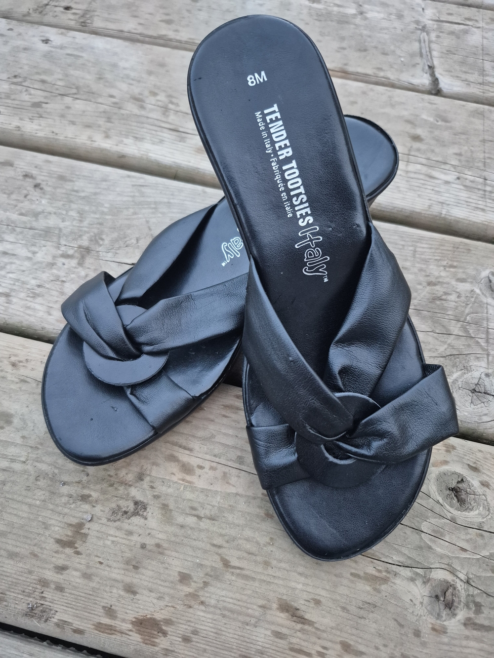 Tender Tootsies Haley Black Knotted Slide Mules - Women's 8M - Picture 9 of 10